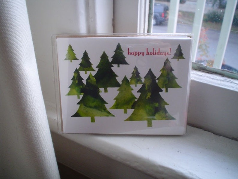 Boxed Holiday Cards Happy Holidays Cards, Boxed Christmas Cards, Christmas Trees image 5