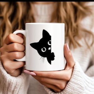 Peeking Cat Mug Personalized Mug Cat Lover Mug Coffee Lover Cat Mom Gift Gift For Her Funny Coffee Mug Christmas Gift Birthday Gift