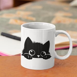 Cat Mug Cat Lover Mug Coffee Lover Unique Animal Gift Pet Owner Mug Whimsical Cat Mug Cat Mama Cat Lady Gift Funny Mug Black Cat