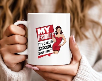 My Personality Is Sarcasm Mun grappige mok sarcastische mok anti sociale club cadeau voor haar Moederdag cadeau kerstcadeau cadeau voor beste vriend