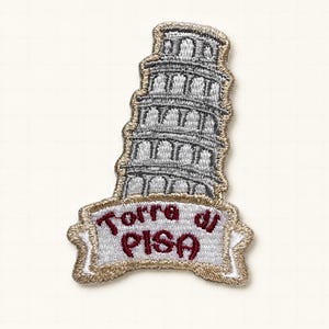 Handmade Leaning Tower of Pisa Embroidered Patch – Travel Souvenir