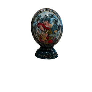 Hand-Painted Ostrich Egg – Romantic Lovers Embrace – Unique Artistic Home Decor&quot;