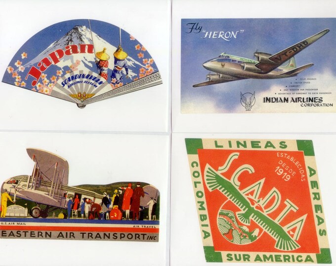 AIRLINE BAGGAGE LUGGAGE LABELS 20 Retro Stickers Travel Etsy