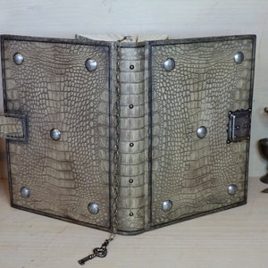Journal with Lock and Key, Antique Crocodile Textured Leather The Collector image 3