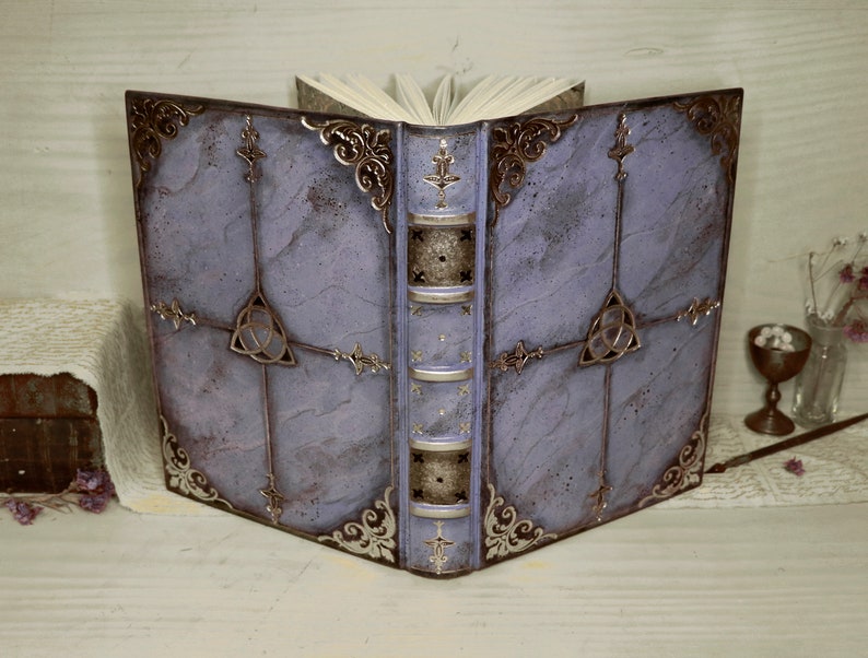 Purple Leather Journal, Romantic diary, Silver decoration, Purple Goddess. Art Journal image 8