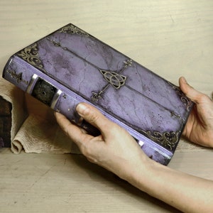 Purple Leather Journal, Romantic diary, Silver decoration, Purple Goddess. Art Journal image 1