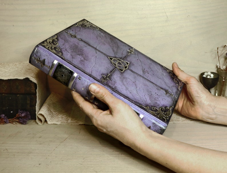 Purple Leather Journal, Romantic diary, Silver decoration, Purple Goddess. Art Journal image 1
