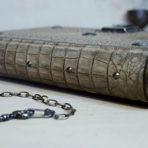 Journal with Lock and Key, Antique Crocodile Textured Leather The Collector image 6