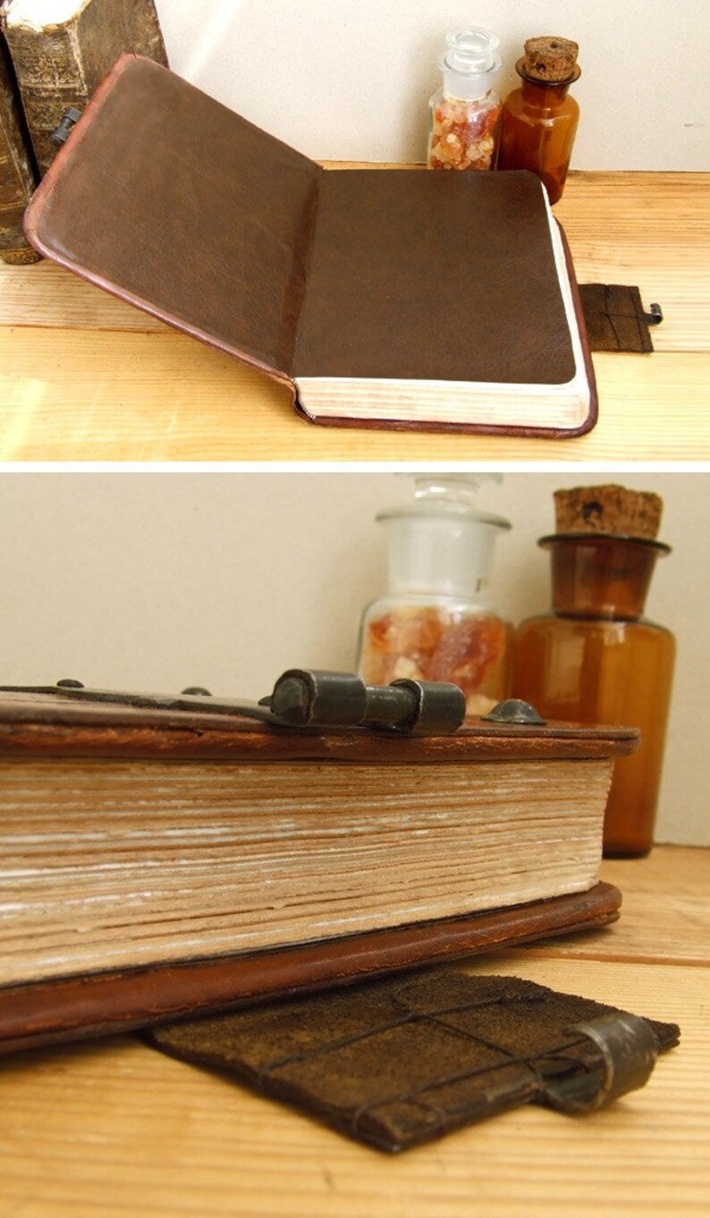 Worn Book Brown Vintage Leather Journal with Iron Clasp Etsy