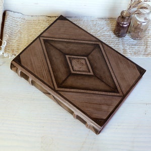 Brown leather journal with blind tooled decoration, Monochrome Textures II image 4