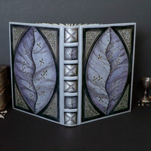 Purple leather journal with silver tooled and painted decoration. Silver Leaf image 1