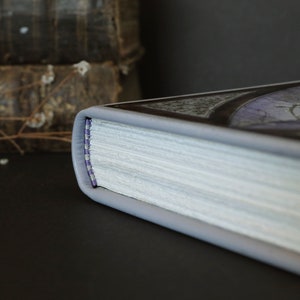 Purple leather journal with silver tooled and painted decoration. Silver Leaf image 7