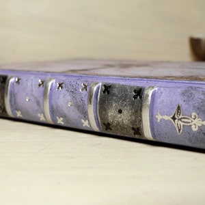 Purple Leather Journal, Romantic diary, Silver decoration, Purple Goddess. Art Journal image 3
