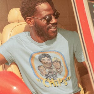 Retro 70s-Style Distressed CHiPs T-Shirt | Vintage TV Show Fan Apparel