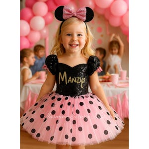 Pink Minnie Mouse Costume for Toddler, First Birthday Dress