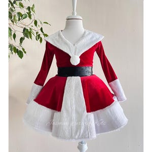 Santa Claus Girl Costume, Toddler Christmas Dress, Red Velvet Dress