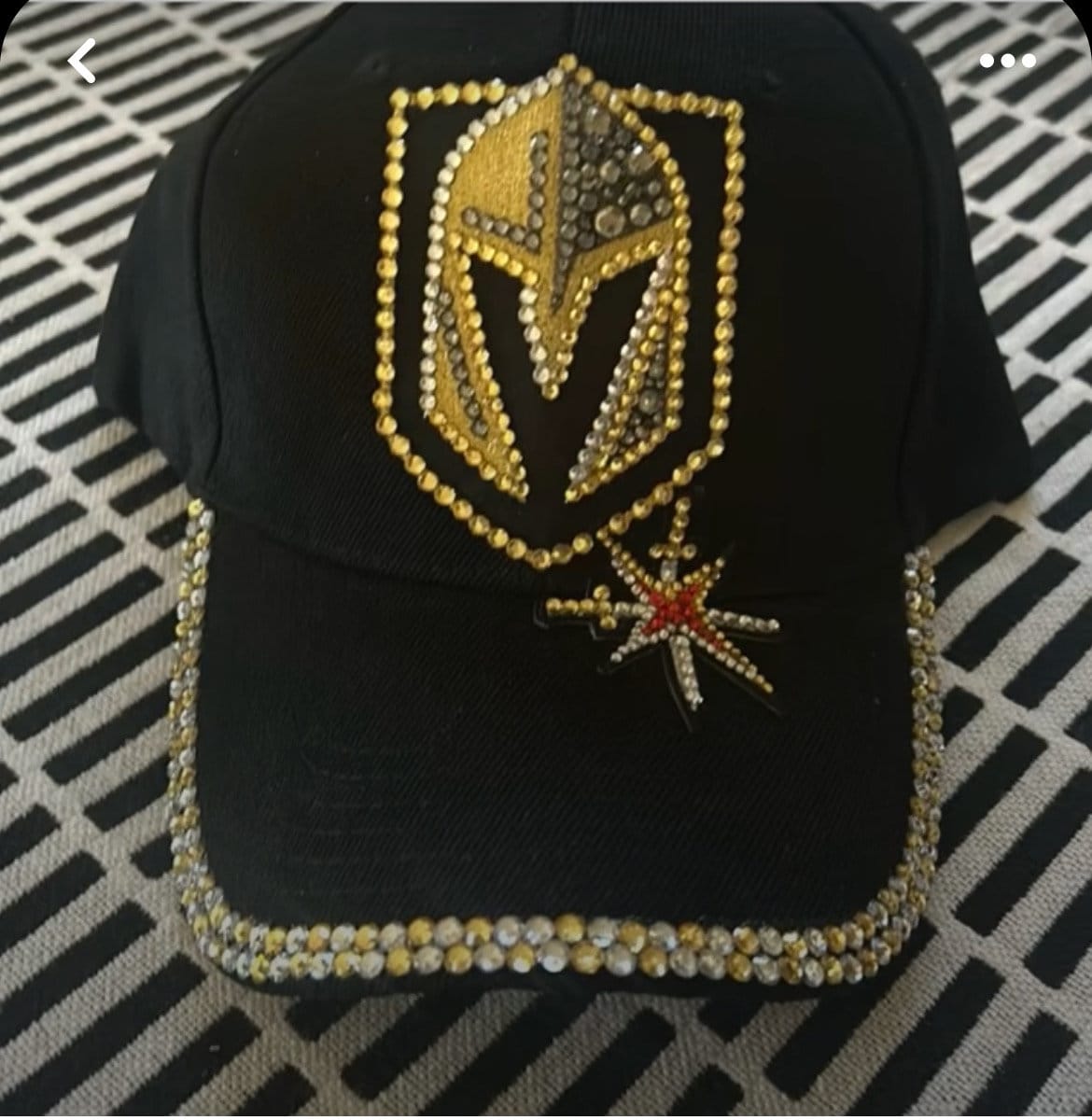 Vegas Golden Knights women’s rhinestone hat. Vgk Bling Hats - Etsy main image 4