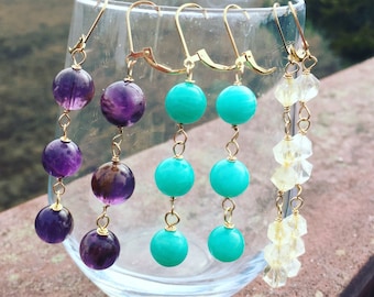 Super 7 Earrings - Gold Filled - Handmade - Artisan Earrings