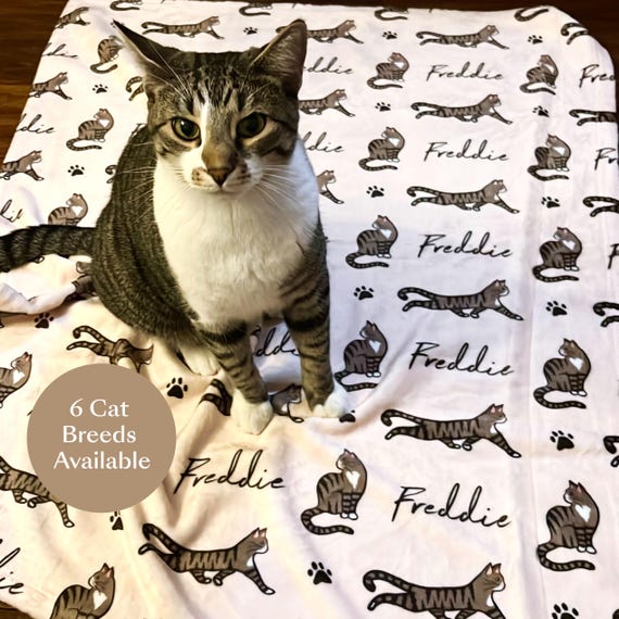 Tabby Cat Blanket Custom Made Gift For Cat Lover Blanket Tabby Cat Art Print Cat Home Decor With Name Pet Blanket Custom Small Blanket Cat