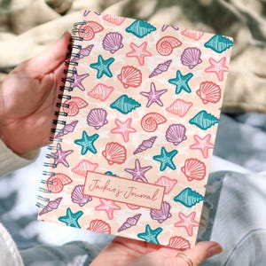 Seashell Journal Custom Spiral Notebook Custom Journal Collage Gift For Student Note Book Summer Journal Personalized Gift Beach Lover Gift