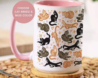 Custom Cat Mug Cat Lover Gift For Cat Mom Ceramic Latte Mug Black Cat Gift Calico Cat Gift Orange Cat Tabby Cat Siamese Cat Tuxedo Cat Gift