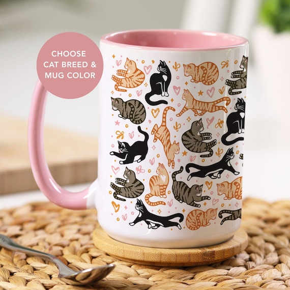 Custom Cat Mug Cat Lover Gift For Cat Mom Ceramic Latte Mug Black Cat Gift Calico Cat Gift Orange Cat Tabby Cat Siamese Cat Tuxedo Cat Gift