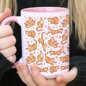 Orange Cat Mug Gift for Cat Lover Ceramic Cup Gift for Vet Tech Cat Decor Animal Lover Mug Gift Tabby Cat Art Cat Mom Gift for Cat Dad
