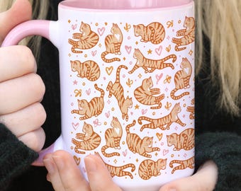 Orange Cat Mug Gift for Cat Lover Ceramic Cup Gift for Vet Tech Cat Decor Animal Lover Mug Gift Tabby Cat Art Cat Mom Gift for Cat Dad