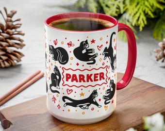 Personalized Cat Mug Cute Cat Gift Tuxedo Cat Art Coffee Mug Cat Lover Gift For Cat Mom Gift Ceramic Cup Gift For Cat Lover Animal Mug
