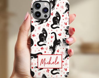 Personalized Cat Phone Case Tuxedo Cat Art Custom Cat Lover Gift Phone Case Cat Mom Gift For Cat Lady Custom Cat Phone Case Tuxedo Cat Decor