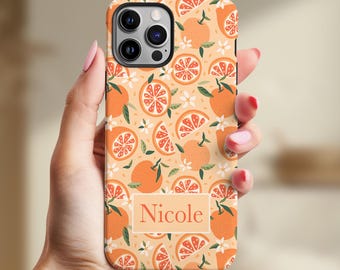 Personalized Phone Case With Name Summer Fruit Phone Case Custom Citrus Artwork Citrus Slice Phone Case Orange Fruit Art Tech Accessories