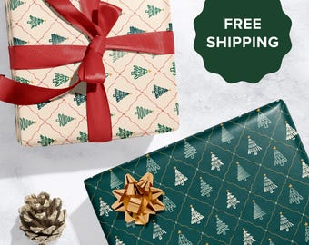 Rollo de papel para envolver regalos de Navidad, papel para envolver regalos de árbol de Navidad, regalo de vacaciones, regalo de amigo secreto, decoración, regalo para niños, suministros para manualidades