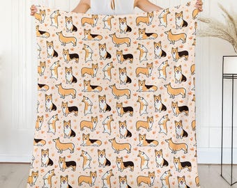 Corgi Blanket Dog Print Fabric Corgi Home Decor Pet Blanket Corgi Lover Gifts For Pet Parents Dog Throw Blanket Corgi Gift for Kids Dog Love