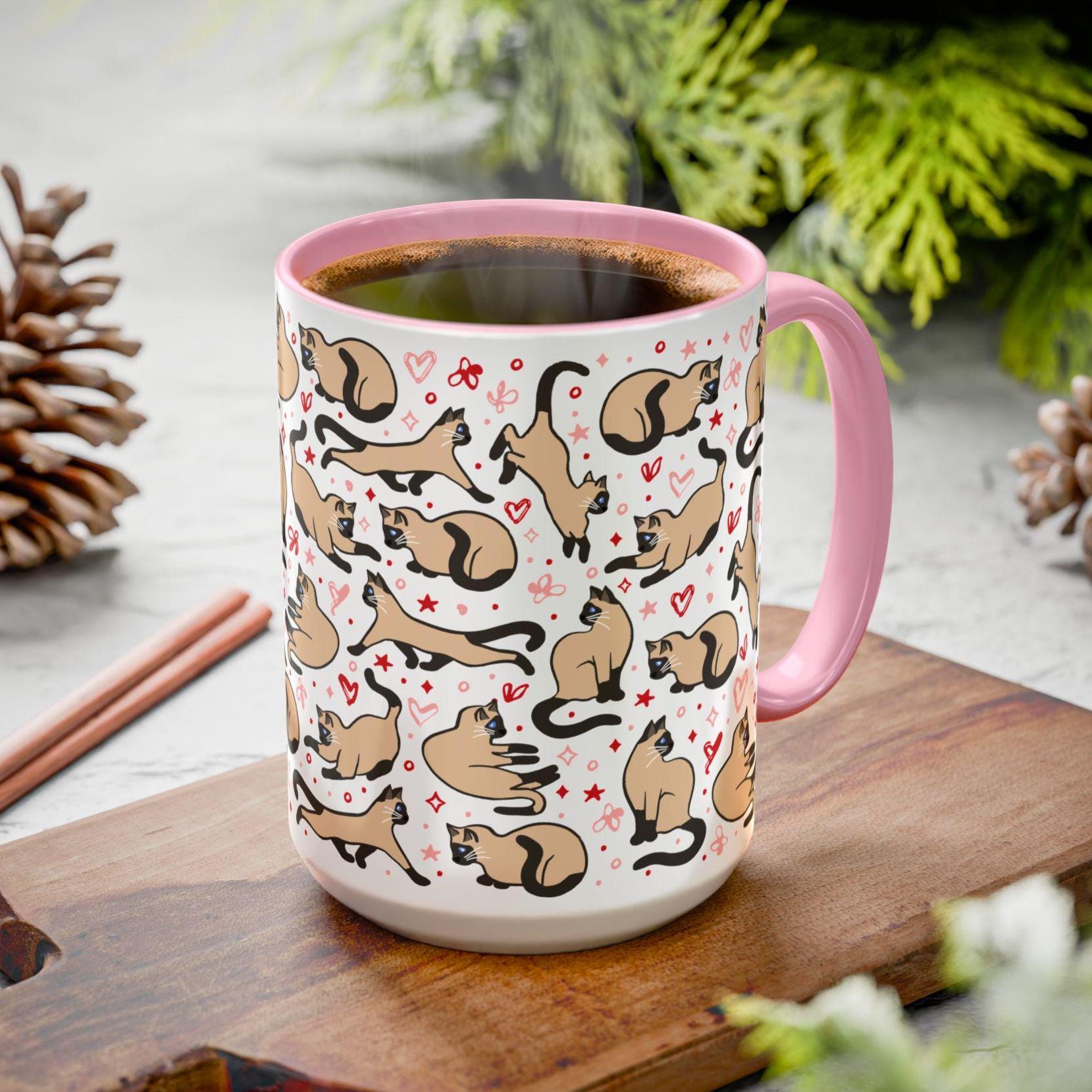 Siamese Cat Mug Ceramic Coffee Mug Gift For Cat Lover Siamese Cat Decor Kitchen Animal Lover Mug Cat Mom Gift Cat Latte Mug Cozy Cat Gift