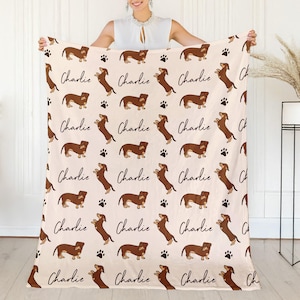 Personalisierte Hundedecke mit Namen Dackel-Liebhaber-Geschenk für Hundemutter-kundenspezifische Decke Haustier-Geschenk für Hundebesitzer Wiener Hundegeschenk-Dackel-Decke