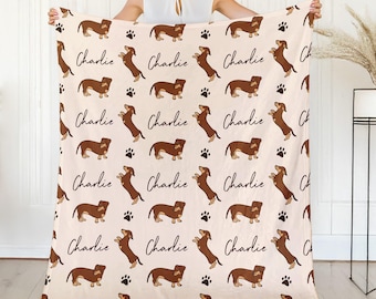 Couverture personnalisée pour chien avec nom teckel cadeau amoureux pour chien maman couverture personnalisée cadeau animal de compagnie pour propriétaire de chien Wiener cadeau chien couverture teckel