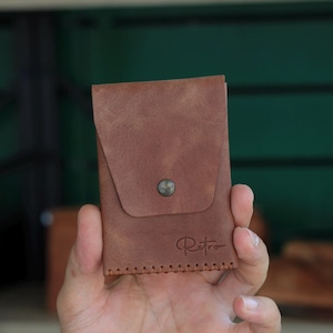 Porta carte sottile in pelle - Portafoglio porta carte di credito minimalista - Porta carte da uomo - Portafoglio da uomo elegante e piccolo