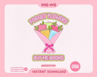 Bokbukett Clipart: Rolig bokälskare-present (SVG PNG)