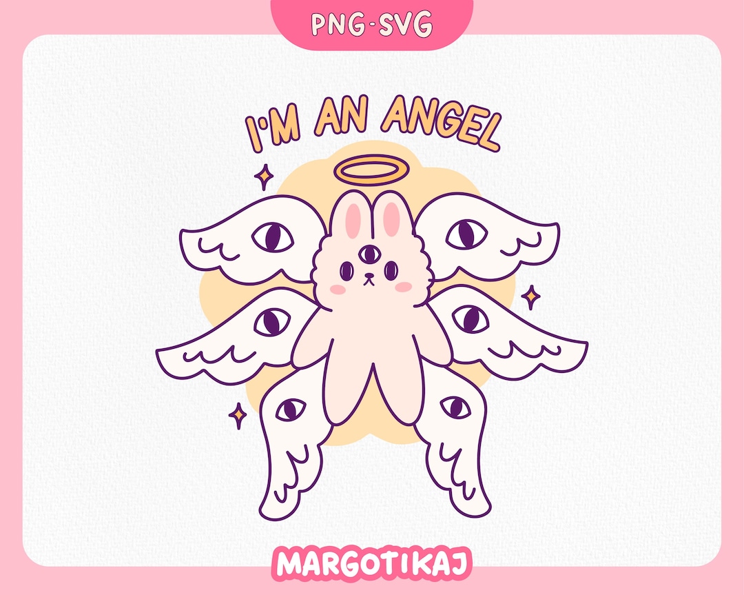 Biblically Accurate Angel Bunny Sticker, Creepy Angelcore (PNG, SVG ...