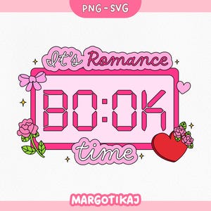 Romantik Buch Zeit Aufkleber SVG PNG, Bücherwurm Lesetimer Clipart, Liebesgeschichte Buch Liebhaber Design, digitaler Download, druckbare romantische Aufkleber