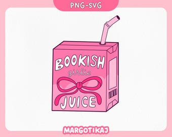 Clipart de jugo de chica lectora, SVG PNG de amante de los libros (descarga digital)