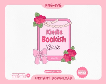 Book Lover Clipart: Kindle Bookish Girlie SVG PNG (Digital Download)