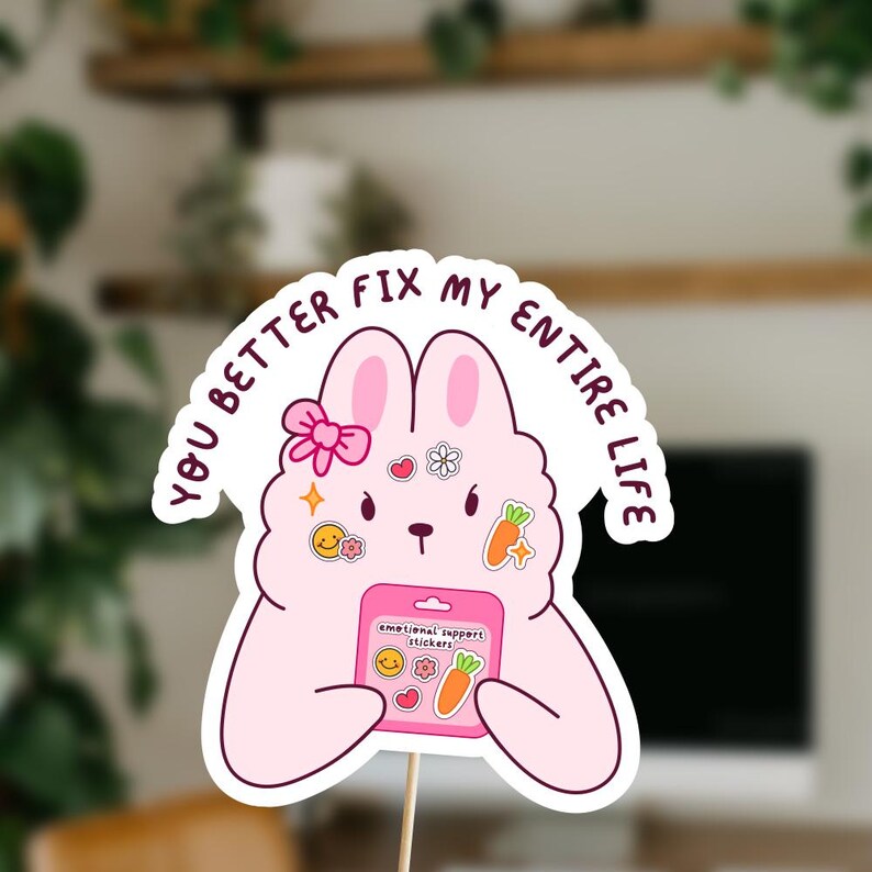 Emotional Support Bunny PNG: Sticker Hoarder Clipart (digital Download ...