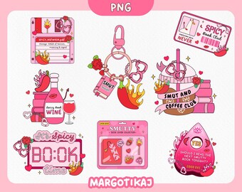Spicy Book Lover PNG Bundle: Smut Reader Clipart (Digital Download
