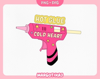 Hot Glue Cold Heart Sticker PNG: Craft Lover Clipart (Digital Download)