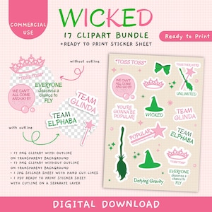Wicked The Musical Movie PNG Clipart, Team Elphaba, Team Glinda png, You&#39;re Gonna Be Popular, Digital Stickers