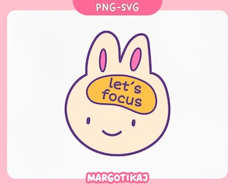 Clipart coniglietto motivazionale, Focus PNG SVG (download digitale)