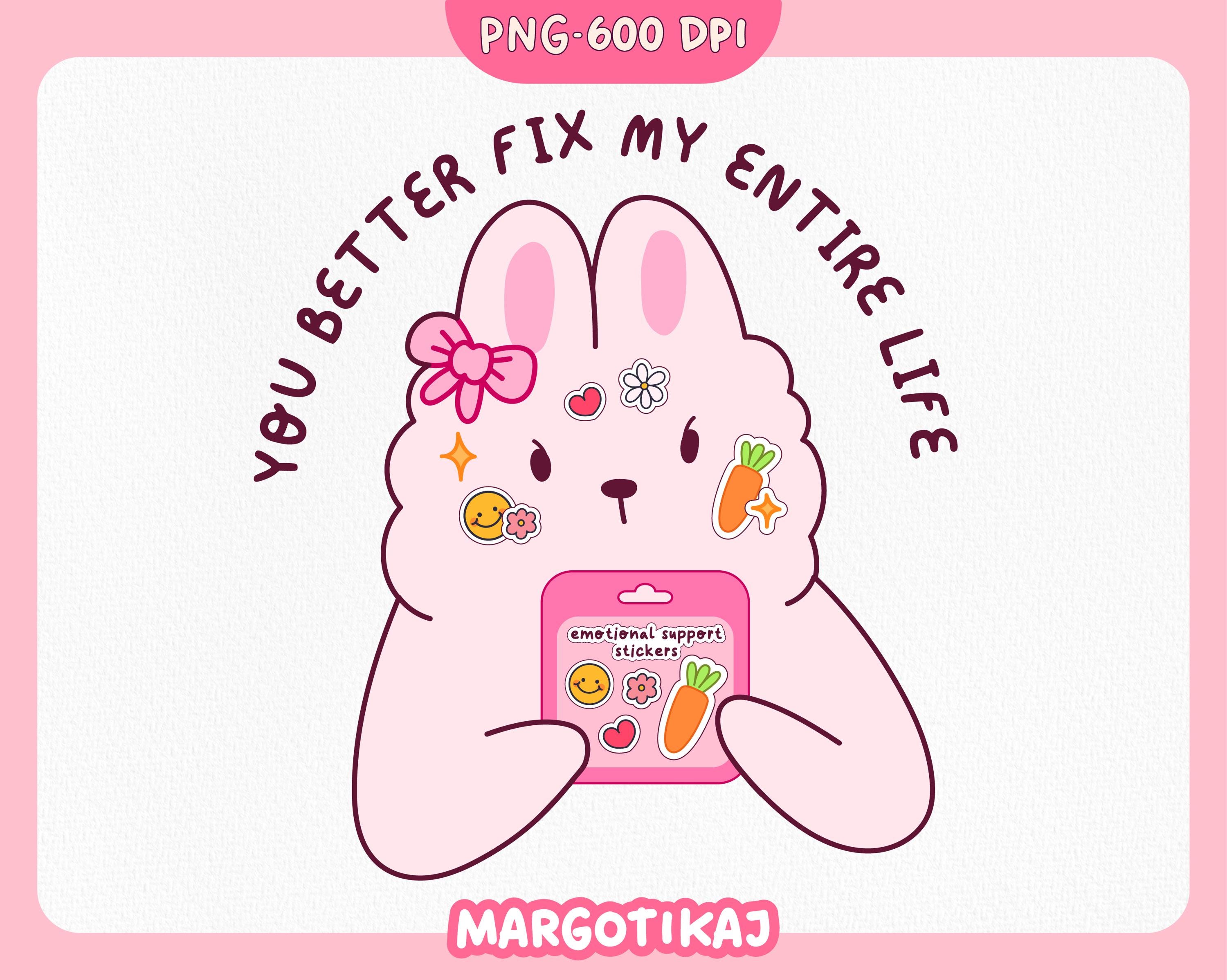 Emotional Support Bunny PNG: Sticker Hoarder Clipart (digital Download ...