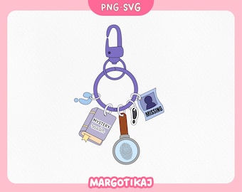 Mystery Reader Clipart: Bookish Keychain, Stickers, Bookmark (PNG SVG Digital Download)