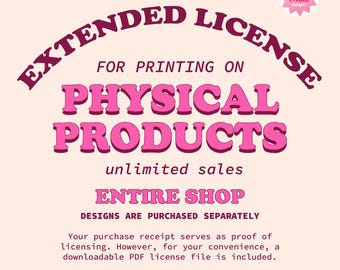 Licence commerciale pour l'impression sur des produits physiques TOUTE LA BOUTIQUE